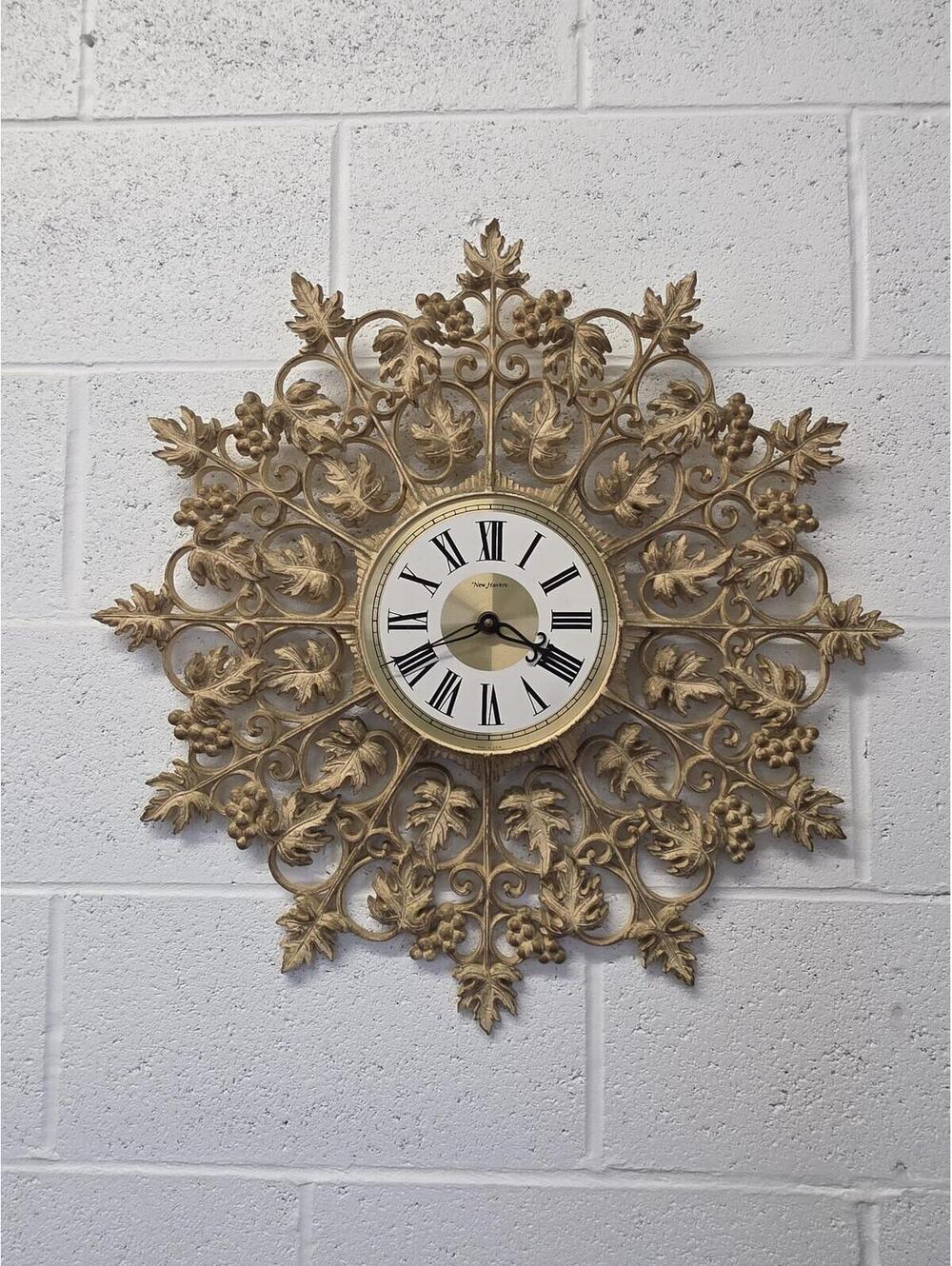 Vintage Ornate New Haven Wall Clock with Roman Numerals